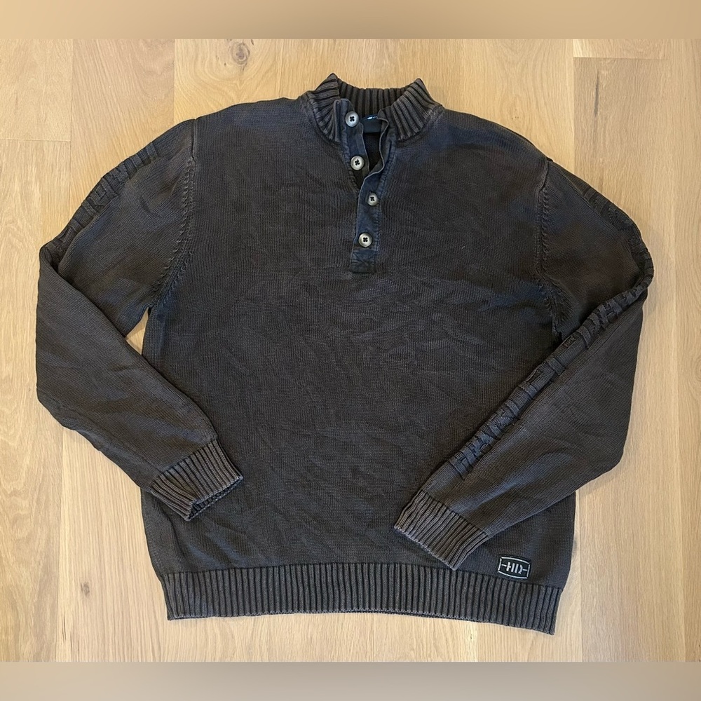 Harley Davidson Motorcycles 1/4 Button Up Knit Sweater